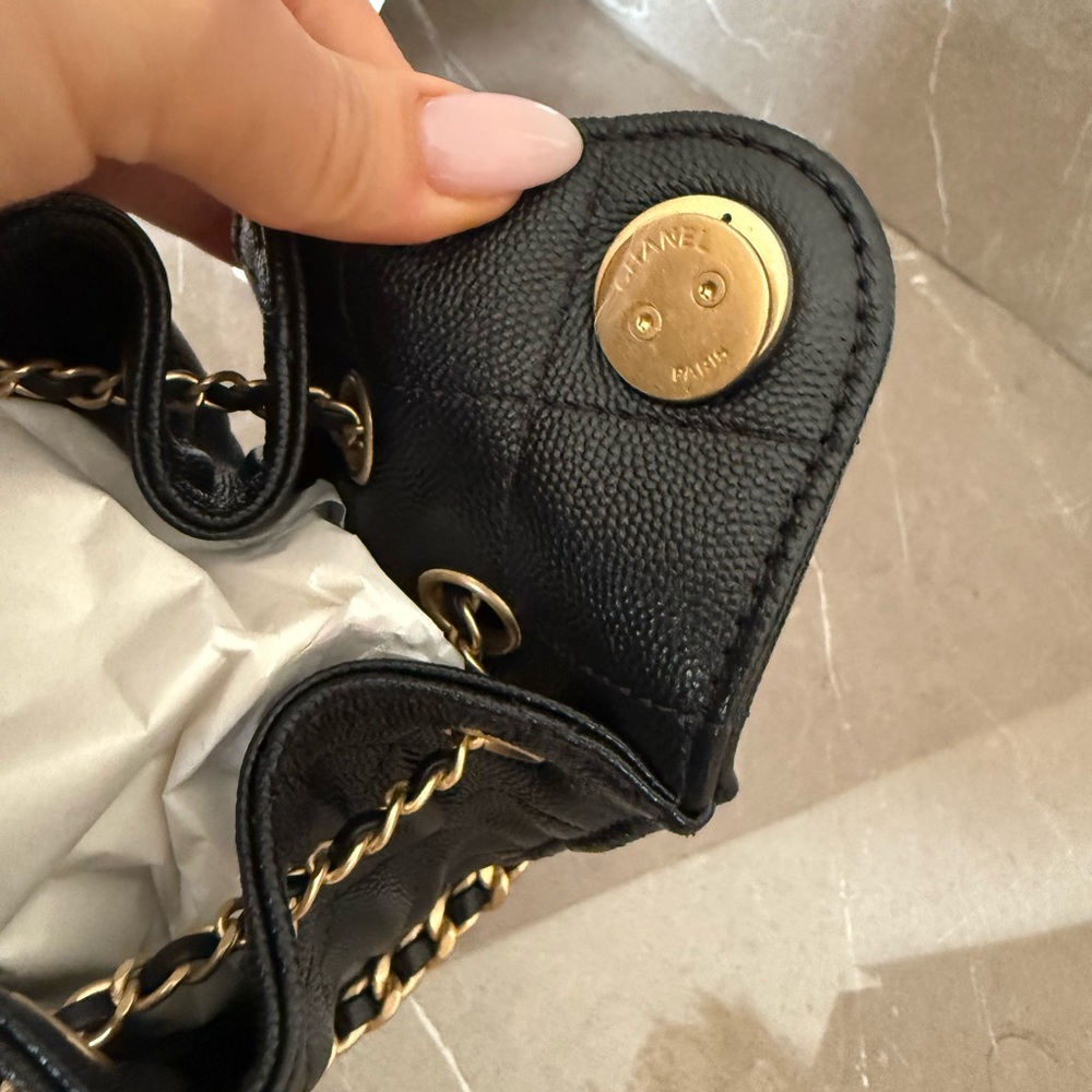 SOLD! Chanel mini 25 Black caviar Quilted Bag with Gold Chain! 100% AUTHENTIC - Picture 8 of 10